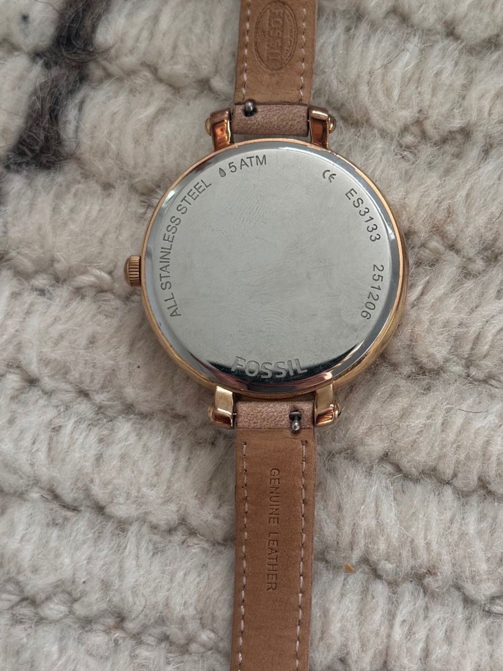 Fossil Rose Gold Tone Dial Leather Brown Strap ES 3133 Watch - Picture 3 of 3